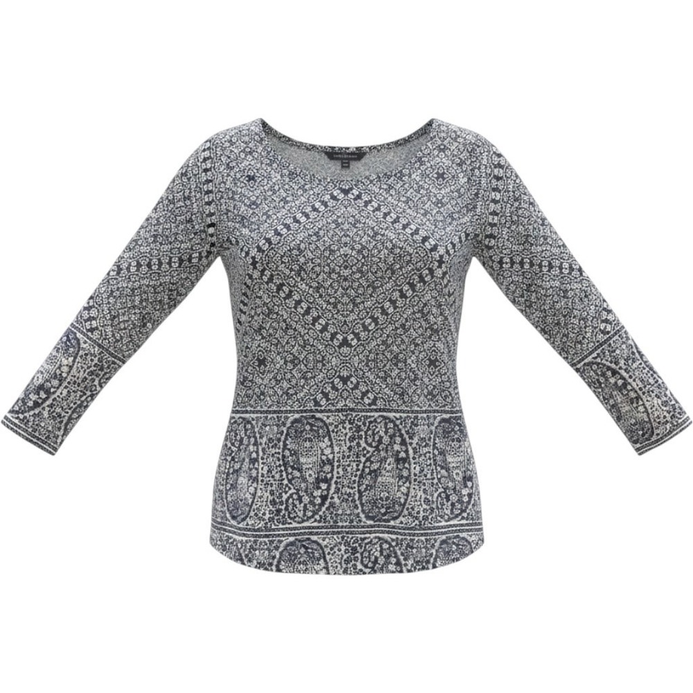 NWT Lucky Brand Boho Paisley Print Tunic Top Medium Knit Blouse Modal Cotton - Picture 1 of 10